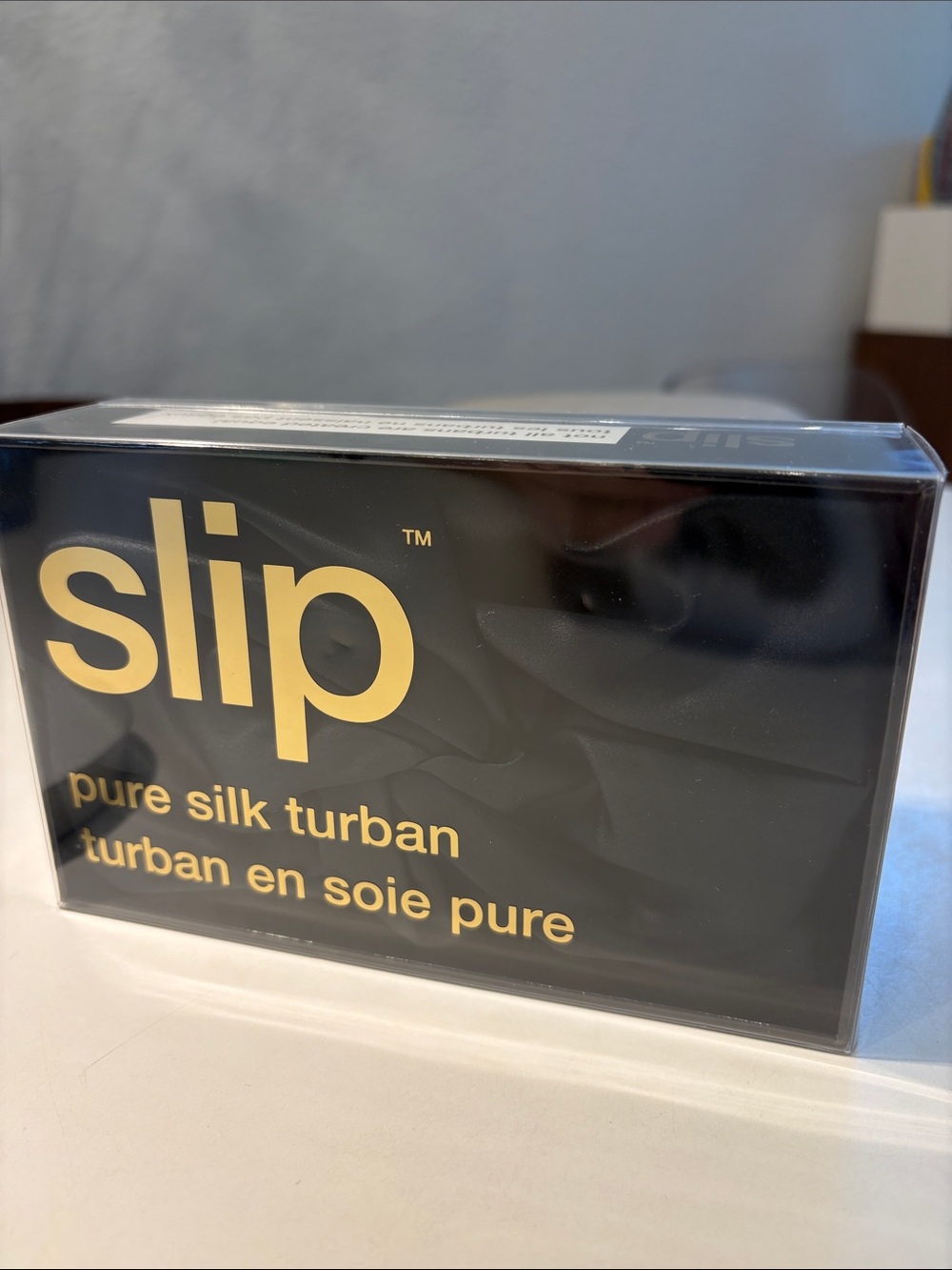 SLIP new in box black turban 💯 silk